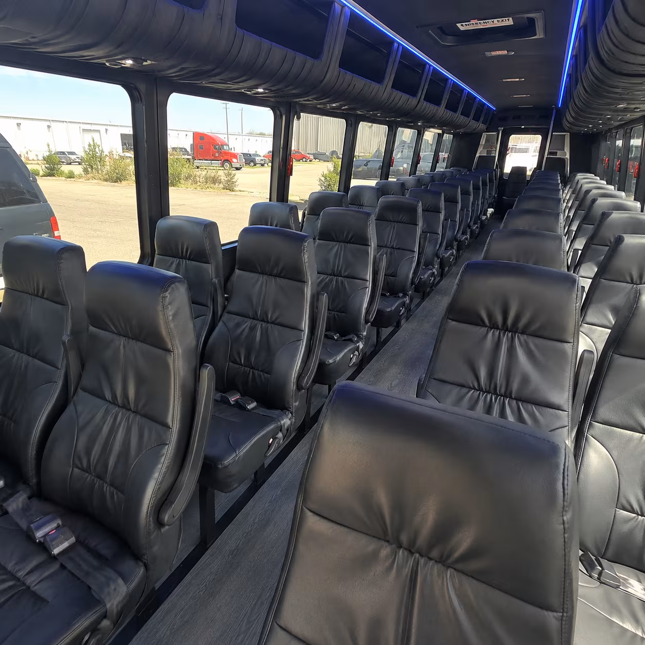 airport shuttle buses for out of town wedding guests at maf
